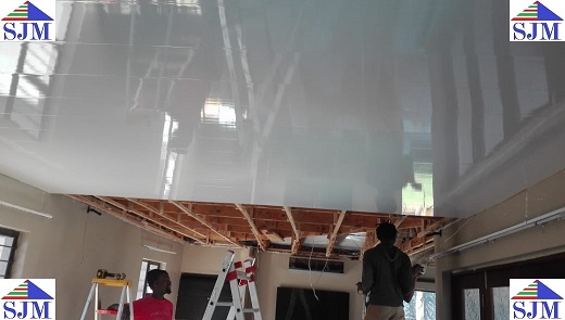 Start to install top layer ceiling Start to install top layer ceiling